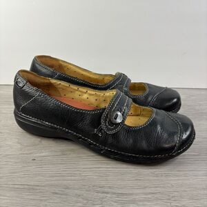 Clark's Structured Shoes Women's 9.5M Black Flats Leather Upper Mary Jane